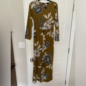 Who What Wear Army Green Floral Jumpsuit